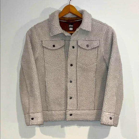 TEA Collection Sherpa Trucker Jacket Snap Front Unisex 12 XL Girls Boys EUC - Picture 3 of 11